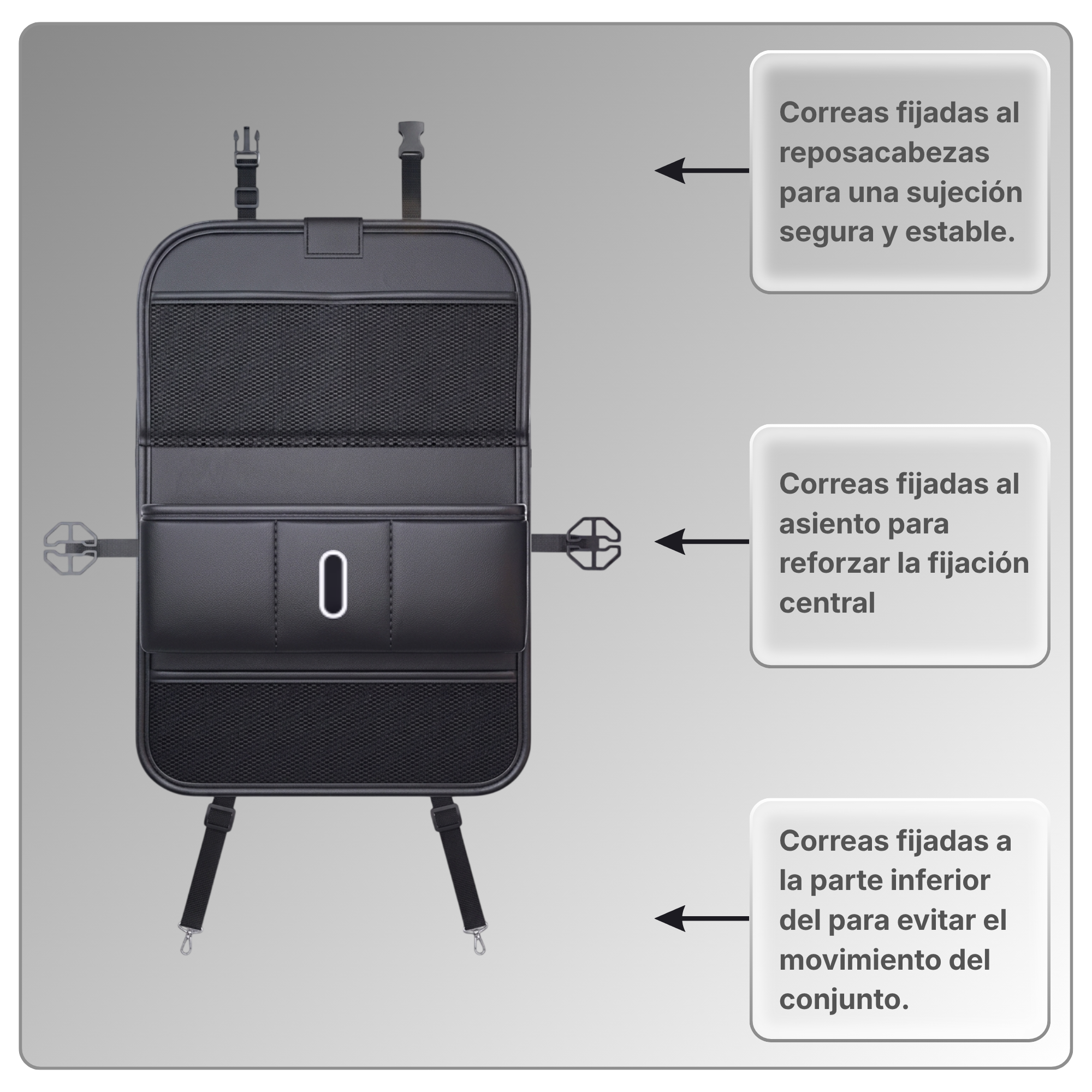 Organizador de coche con mesita plegable