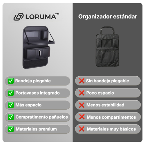 Organizador de coche con mesita plegable